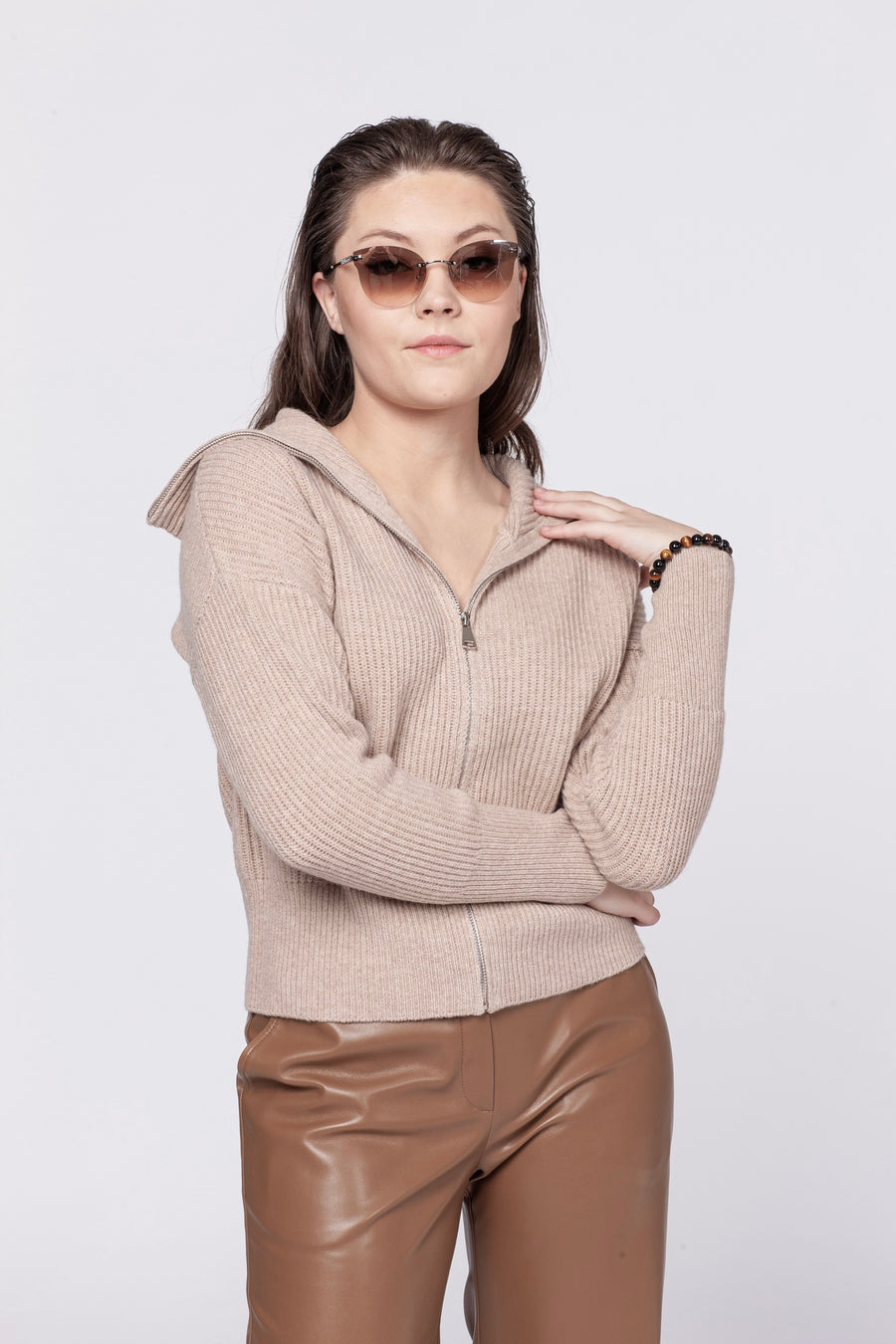 CARDIGAN/beige  8879 MEGZTUKAS