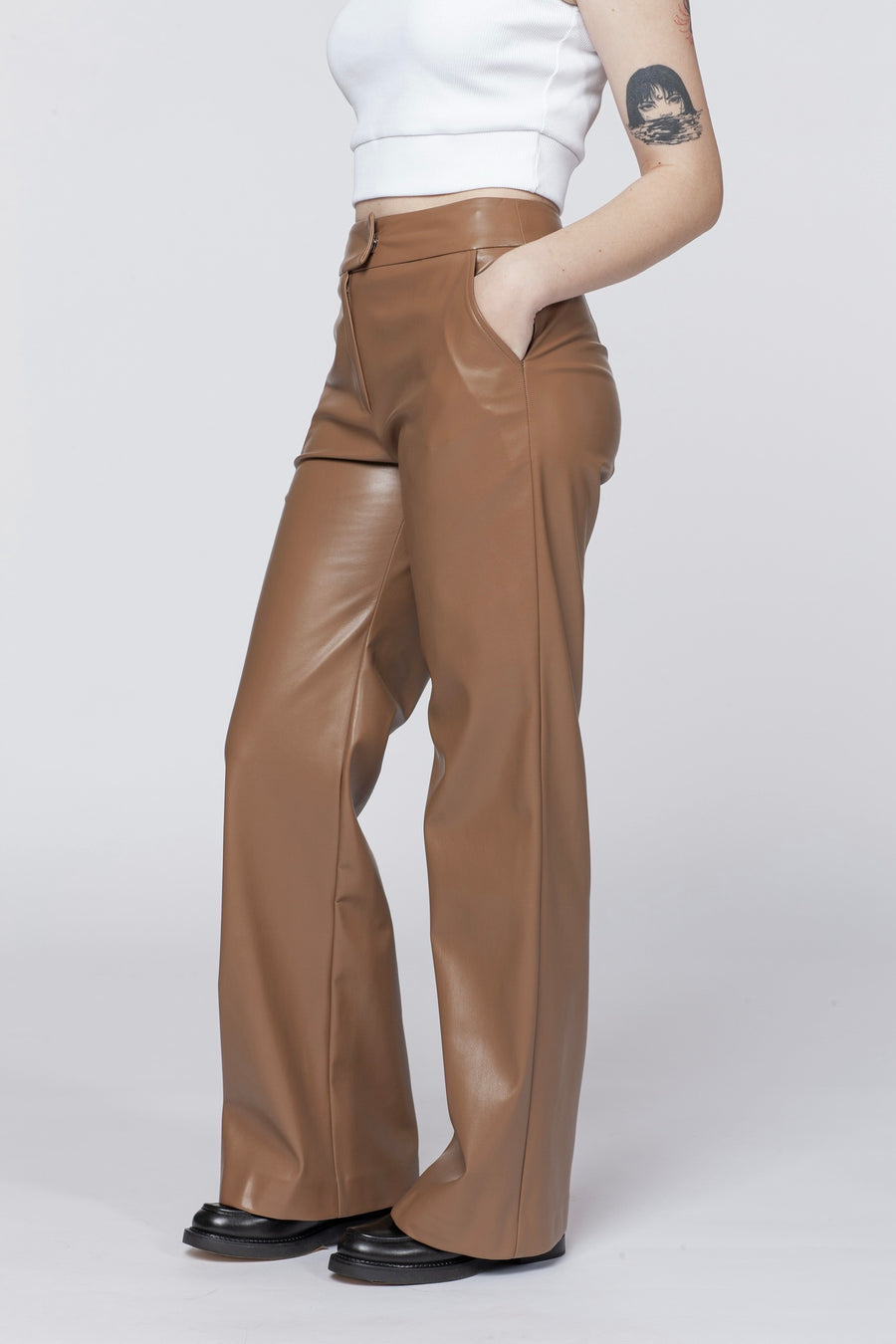 PANTALONI CANNELLA in pelle di cammello