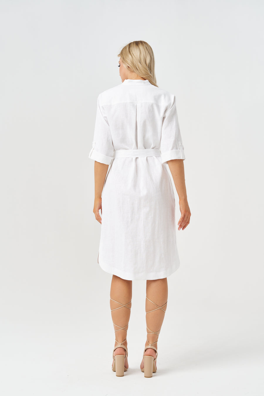 ANDREA LINEN WHITE DRESS